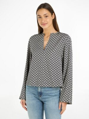 Tommy Hilfiger Blusentop »SEAL AOP V-NECK BLOUSE«