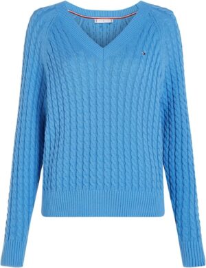 Tommy Hilfiger Curve V-Ausschnitt-Pullover »CRV CO CABLE V-NK SWEATER«