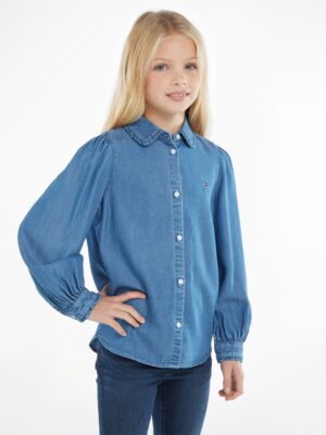 Tommy Hilfiger Jeansbluse »TENCEL RUFFLE COLLAR SHIRT«