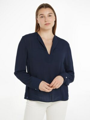 Tommy Hilfiger Klassische Bluse »VISCOSE CREPE V-NECK BLOUSE LS«