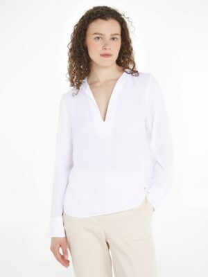 Tommy Hilfiger Langarmbluse »VISCOSE CREPE V-NECK BLOUSE«