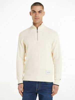 Tommy Hilfiger Strickpullover »TIPPED RIB STRUCTURE ZIP MOCK«