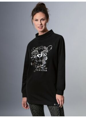 Trigema Sweatshirt »TRIGEMA Longshirt mit schimmerndem Leo-Print«