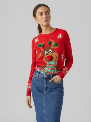 Vero Moda Weihnachtspullover »VMNEWFROSTYDEER LS O-NCK BLOUSE XMAS REP«