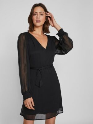 Vila Chiffonkleid »VIFALIA SMOCK V-NECK L/S DRESS - NOOS«