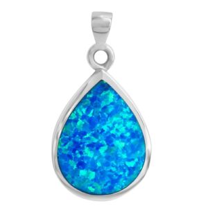 Vivance Kettenanhänger »925/- Sterling Silber synth. Opal blau«