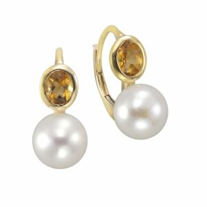 Vivance Paar Ohrhänger »333/- Gelbgold mit Citrin/Perle«