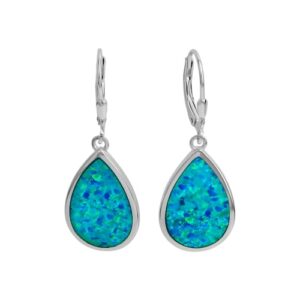 Vivance Paar Ohrhänger »925/- Sterling Silber synth. Opal blau«