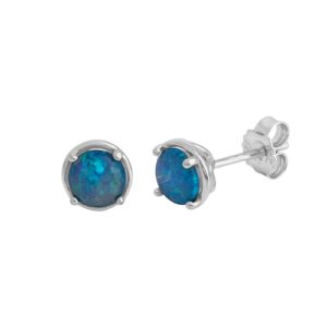 Vivance Paar Ohrstecker »925/- Sterling Silber rhodiniert synth. Opal blau«