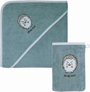Wörner Handtuch Set »Igel blau Kapuzenbadetuch 100/100 mit Waschhandschuh«