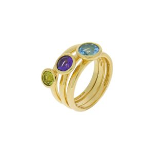 Zeeme Fingerring »925/- Sterling Silber Blautopas Peridot Amethist«