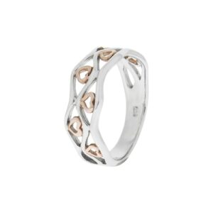 Zeeme Fingerring »925/- Sterling Silber Herzen 2-farbig«