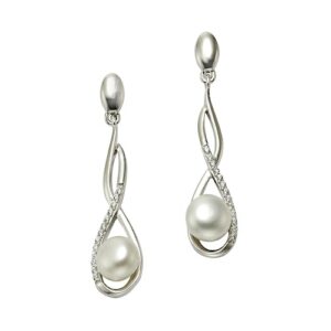 Zeeme Paar Ohrhänger »925 Silber rhodiniert mit Perle weiß und Zirkonia«
