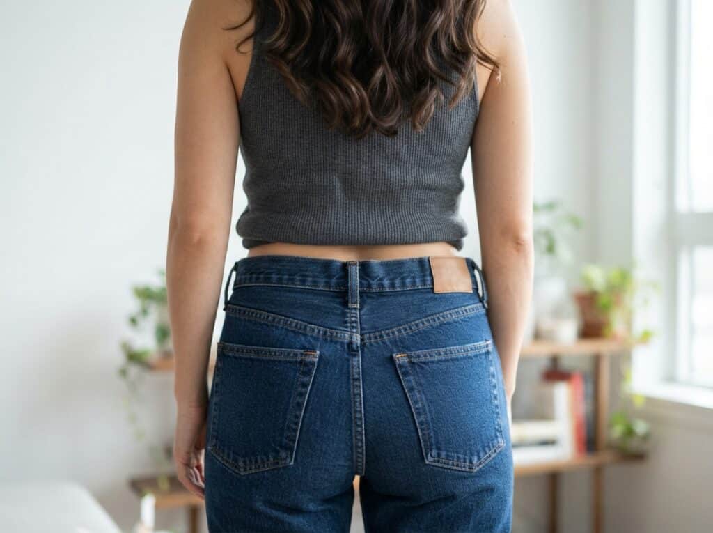 Jeans Bund steht ab